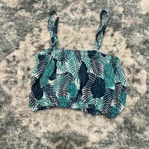 Tropical Leaf Print Women's Top